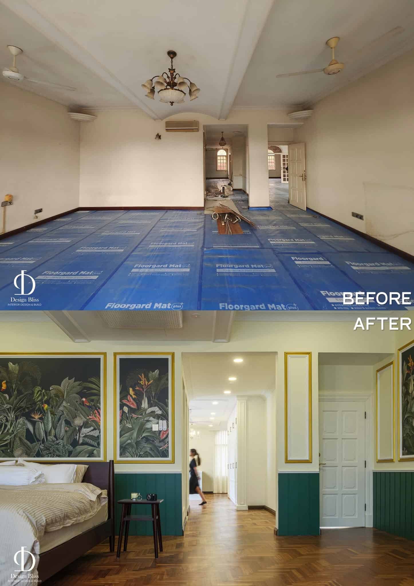 Before-and-after transformation of the Véra Maison luxury master bedroom in Malaysia