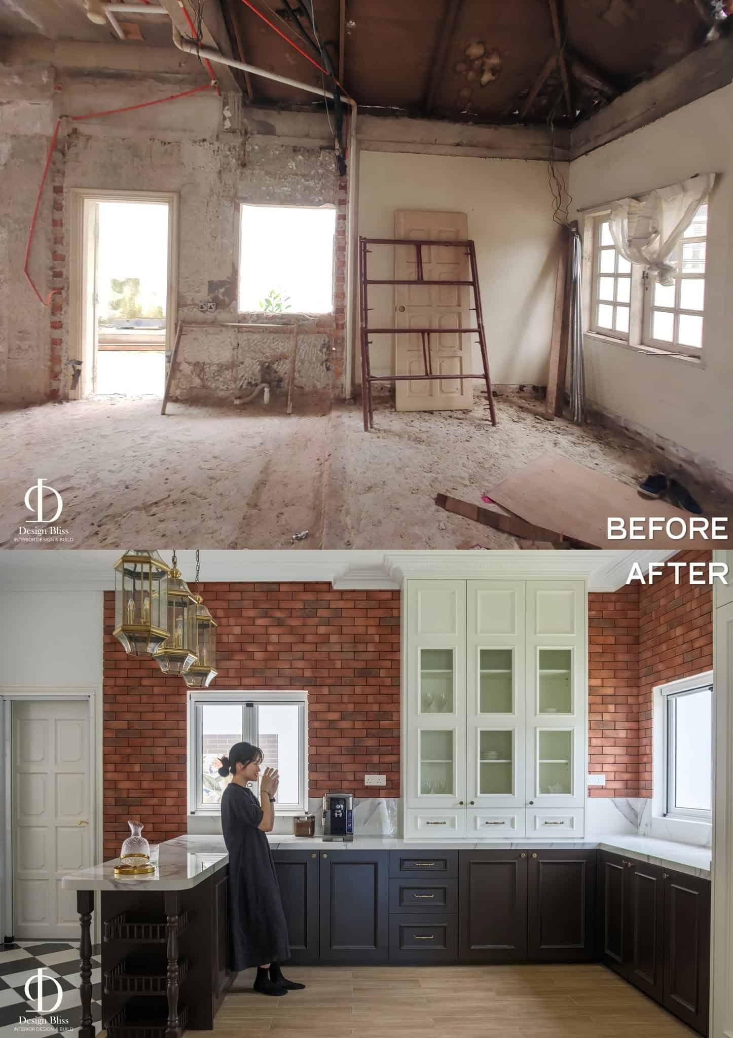 Before-and-after transformation of the Véra Maison functional wet kitchen